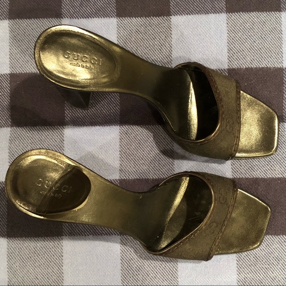 Gucci Black Monogram Heels - Picture 1 of 7